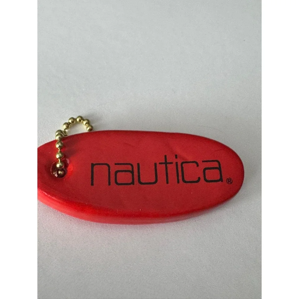 Nautica Vintage Floating Keychain Orange Red Foam Boating Water Sports Ring Logo